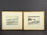 Utagawa Hiroshige Japanese Woodblock Prints in Matching Frames