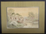 Japanese Watercolor by Shigesaburo Ishida Depicting a Scenic Landscape