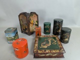 8 Japanese Tin Boxes and Tea Caddies with One English Tin