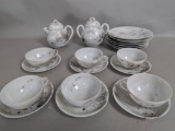 Kuhn and Komor Porcelain Tea Set Japanese Crane Design