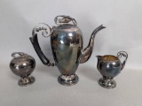 Hirata and Co Sterling Silver Japanese Tea Set with Teapot Creamer & Sugar