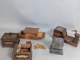 5 Antique Japanese Wood and Metal Cigarette Dispensers
