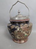 Japanese Satsuma-Style Biscuit Jar with Moriage and Gilt Accents
