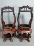 Black and Red Lacquer Wooden Carriers with Tongzi Era Inscriptions