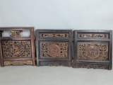 3 Chinese Wood Lattice Panels Taken From a Bed