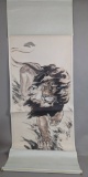 Hanging Chinese Scroll Painting of a Lion by Dai Qi in Ink and Color