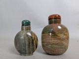 Chinese Stone Snuff Bottles with Agate Stoppers