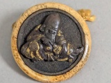 Bronze and Stag Horn Netsuke Depicting Elder with Fish