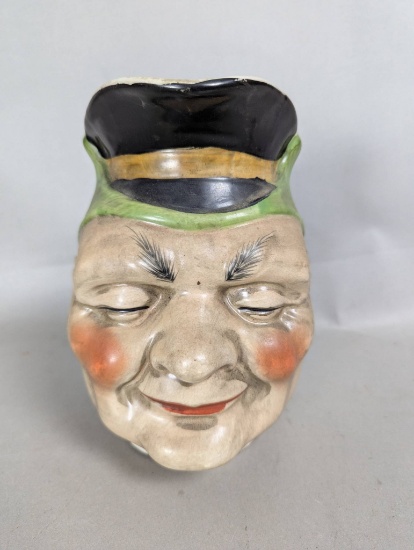 Antique Mid 19th Century Majolica Sarreguemines Character Jug