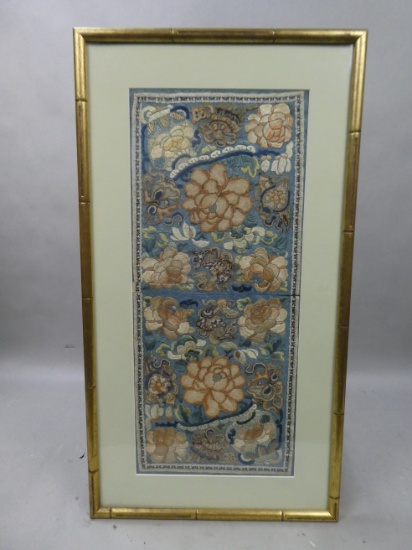 19th Century Chinese Silk Embroidery Forbidden Stitch Panel