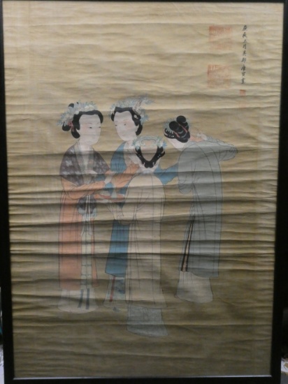 Antique HUGE After Tang Yin Court Ladies in the Shu Palace Painting