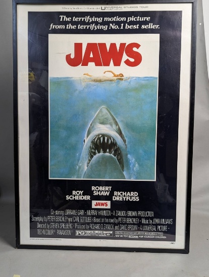 1975 Jaws Movie Poster in Frame