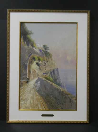 Giovanni Battista Capri The Old Saracen Steps to Anacapri Watercolor Painting