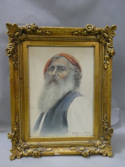 Goetano Esposito Portrait of Capri Fisherman Watercolor Painting