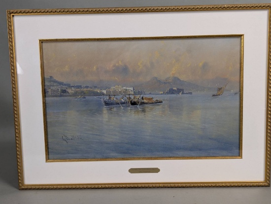 Napoli Panorama Watercolor Painting by Giovanni Battista