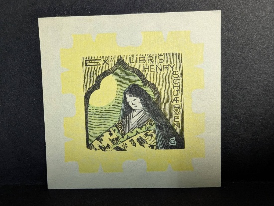 Japanese Woodblock Print by Rokurou Mabuchi Depicting a Woman in Traditional Attire