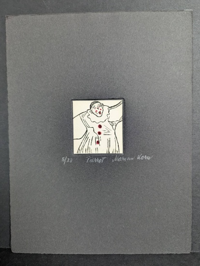 Japanese Woodblock Print Pierrot by Marian Korn
