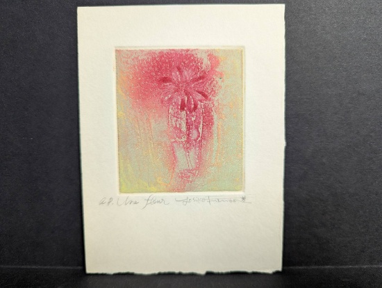 Artist Proof Etching Titled Une Fleur By Yoshiko Fukuda
