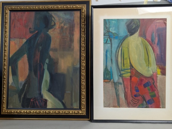 Pair of Original Abstract MCM Artworks by Lillian Banish