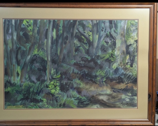 Original Woodland Landscape Painting by Rudolph Pen Classic Artwork