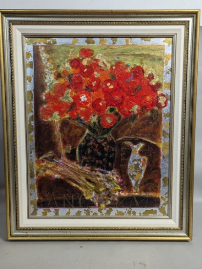 Roy Fairchild Fleurs Rouge II Limited Edition Embellished Serigraph Art