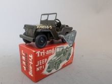 Tri-ang Minic Jeep No. 1 Clockwork Toy with Original Box New Old Stock Rare Collectible