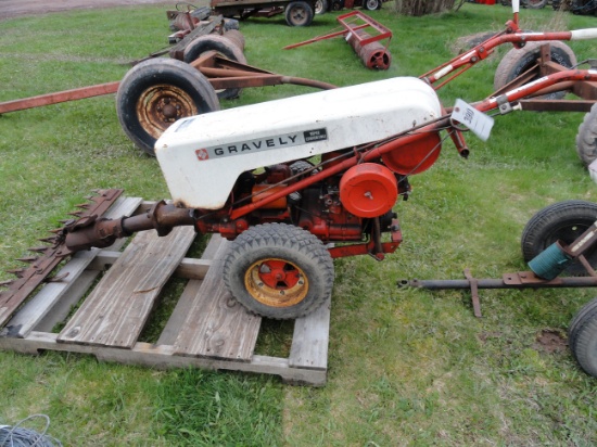 Graverly mower with sulky and sickle bar