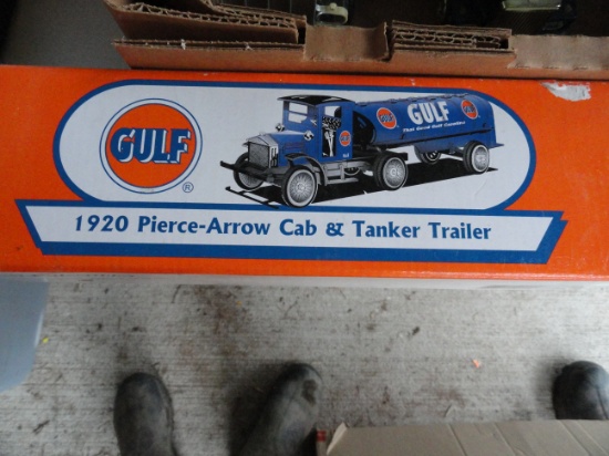Gulf 1920 pierce arrow cab and tanker trailer bank