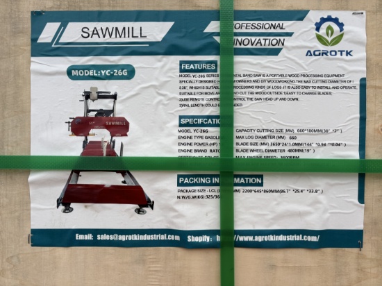 NEW - AGT YC26G sawmill in crate