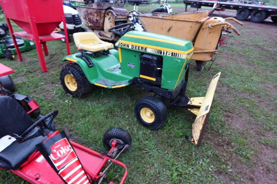 JD 116 riding tractor with snowplow.
