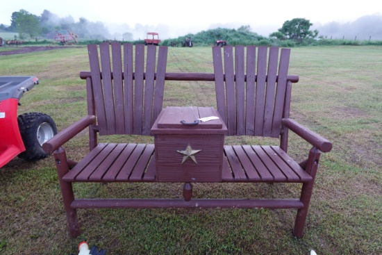 Wooden bench with cooler