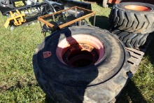 Set of 2 14.17.5 skid steer tires on rims