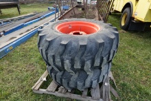 NEW - Pair of Titan 17.5L-24 tires on 8 lug Kubota rims - 2 TIMES THE MONEY
