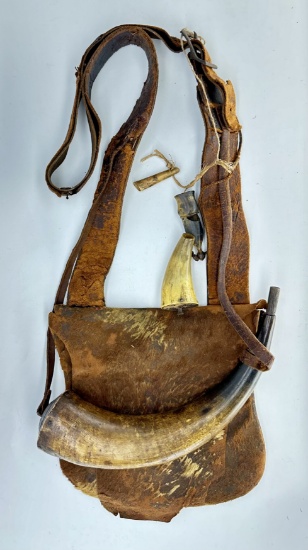 Attributed Bedford County, PA Double Pocket Bag with Original Horn (00G.BAG.014)
