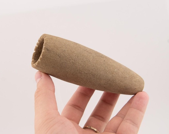 A 4-7/8" Adena Tube Pipe Made of Sandstone.