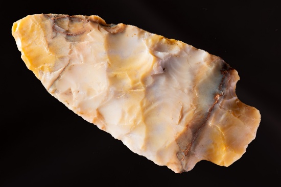 A Fully Translucent 2-1/4" Multicolor Flint Ridge Short-Stemmed Adena; Ross Co., Ohio