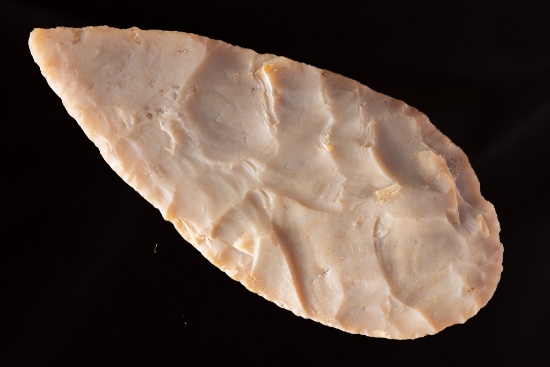 A 3" Fully Translucent Adena Leaf Blade; Columbus Grove, Ohio; Ex. Gallo