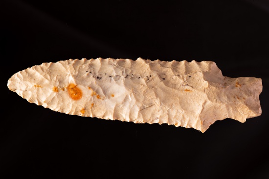 A 3-3/4" Heavily Mineralized Heavy Duty Point; Ross Co., Ohio; Ex. Watkins