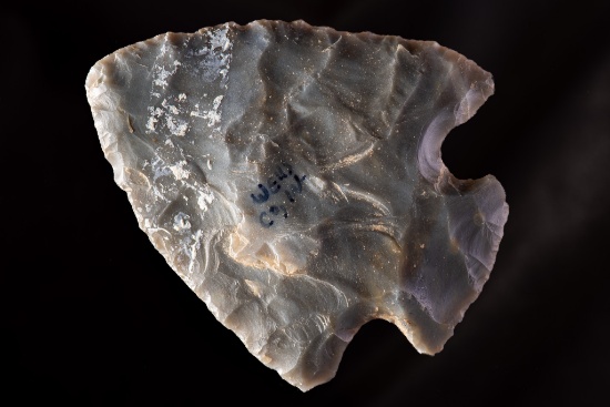 A Broad 2-5/8" Translucent Sonora Flint Hopewell Snyders Point; Wells Co., Indiana