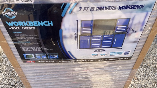 7ft 18 Drawer Workbench