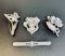 (4) Vintage Sterling Brooches inc. daffodil, art Nouveau Face