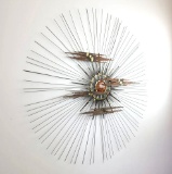 Brutalist Wall Sculpture sunburst w/clouds