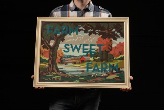 1955 "Farm Sweet Farm" Paint-by-Numbers Piece