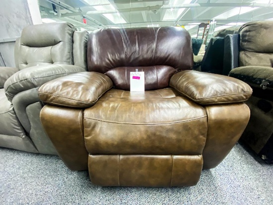 Brown leather electronic recliner