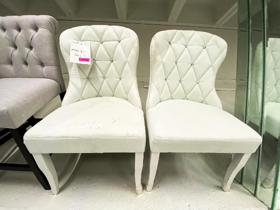 White bonded leather chairs, with jewel designs