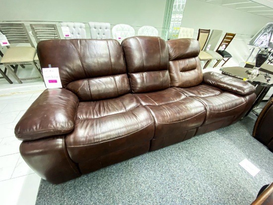 Brown leather sofa with 2 electric recliners