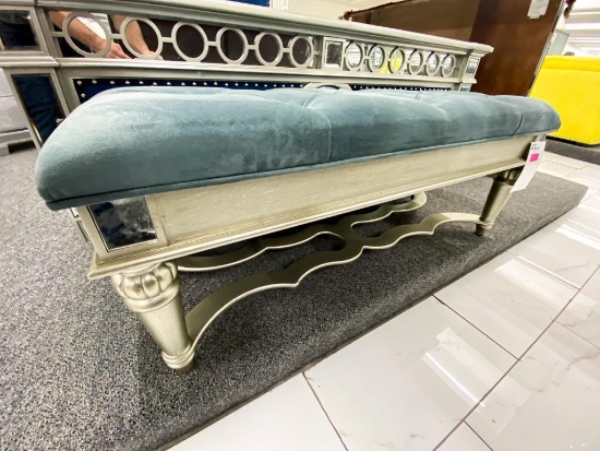 Cushioned jewel-designed bench