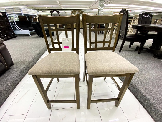 Counter height cushioned wooden chairs (set of 2)