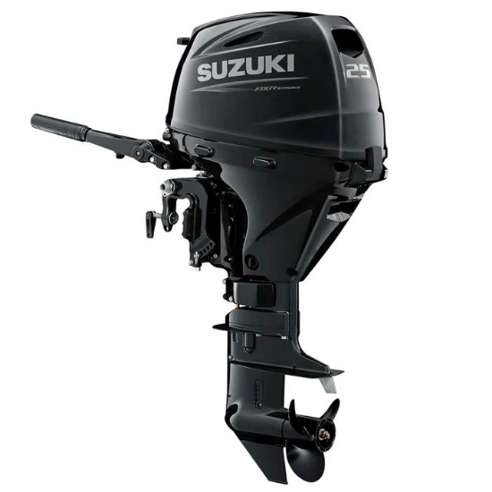 Suzuki Fourstroke 25 HP outboard marine boat engine, model number DF25AS5