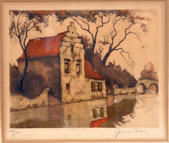 Julien Celos 1884 - 1953 Paysage Avec Pont I